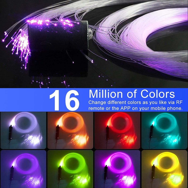 AZIMOM 6W Bluetooth/APP Control RGBW Fiber Optic Lights Star Ceiling Kit Sensor Music Mode Sensor Light Source with Remote 200pcs 0.03in 6.5ft Fiber Strands for Car & Home interior Decoration - Image 4